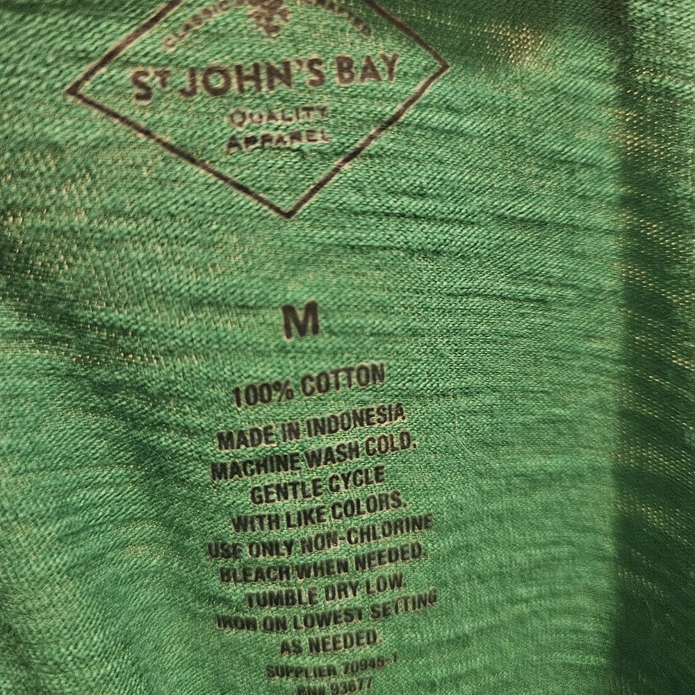 St. John's Bay Green Eyelet Yoke Short Sleeve Top - Picture 2 of 4